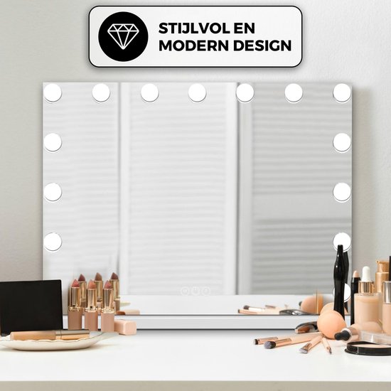 Bayt Hollywood Spiegel - Make Up Spiegel met Verlichting - Dimbaar - 10x Vergroting (Zwart