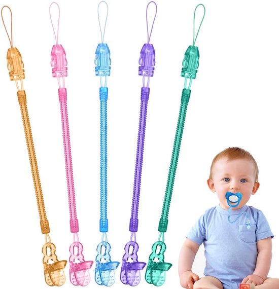 Baby Pacifier Clips - 5 Stuks - Pacifier Necklace Holder Clips - BPA ...
