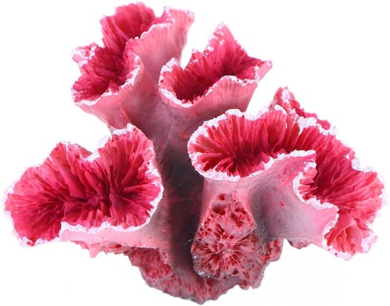 Cadzyre Houten aquariumdecoratie, kunstkoraal, garnalen, aquarium en aquariumplant echt, geschikt voor kleine tot middelgrote aquaria (roze, 12 cm x 15 cm