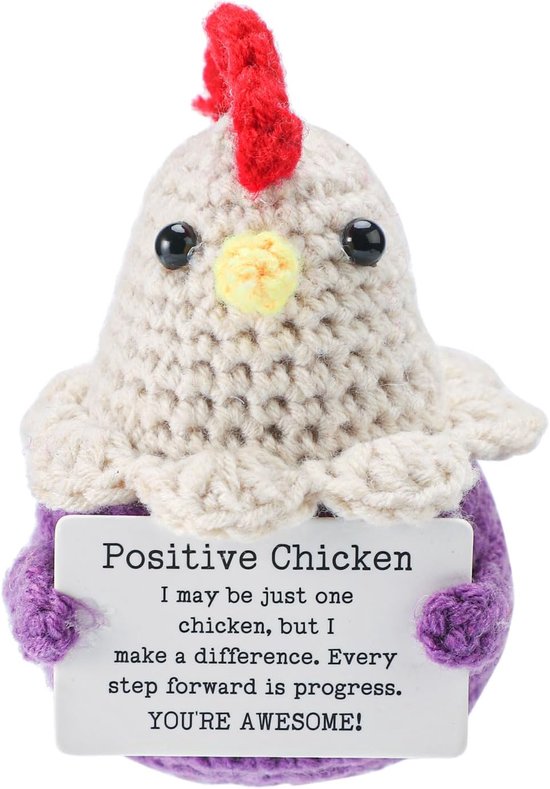ZYJBD Grappige positieve cadeaus, handgemaakte gehaakte knuffeldier, inspirerende moederdecoratie, motivatiecadeaus voor vrouwen en mannen, verjaardagscadeau, geluksbrenger, feestdecoratie (kleine