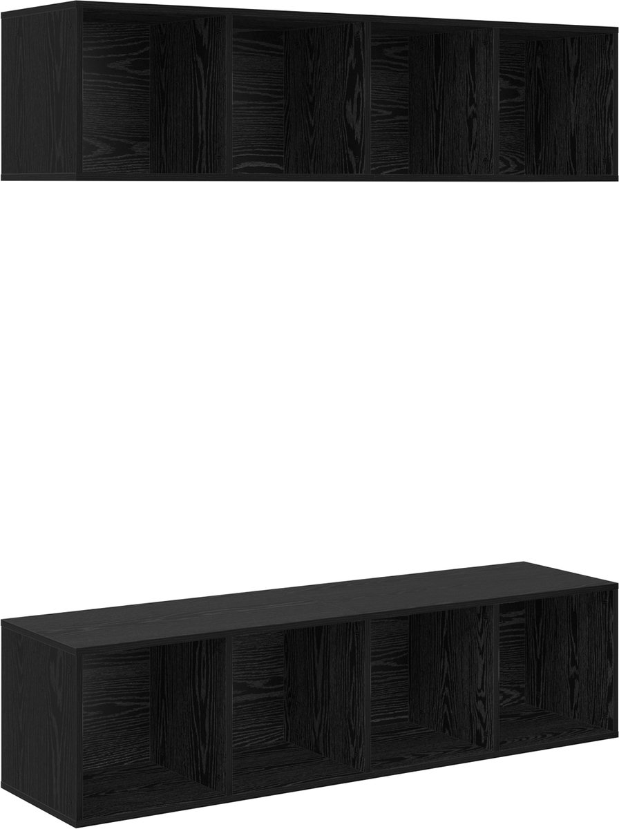 vidaXL - Tv-meubelset - 2 - pcs - Zwart - Eiken - 37 - x - 37 - x - 142,5 - cm - Bewerkt -