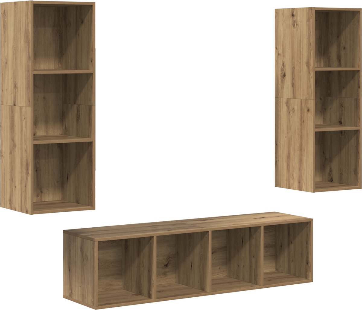 vidaXL - Tv-meubelset - 3 - pcs - Artisan - Eiken - Bewerkt - hout