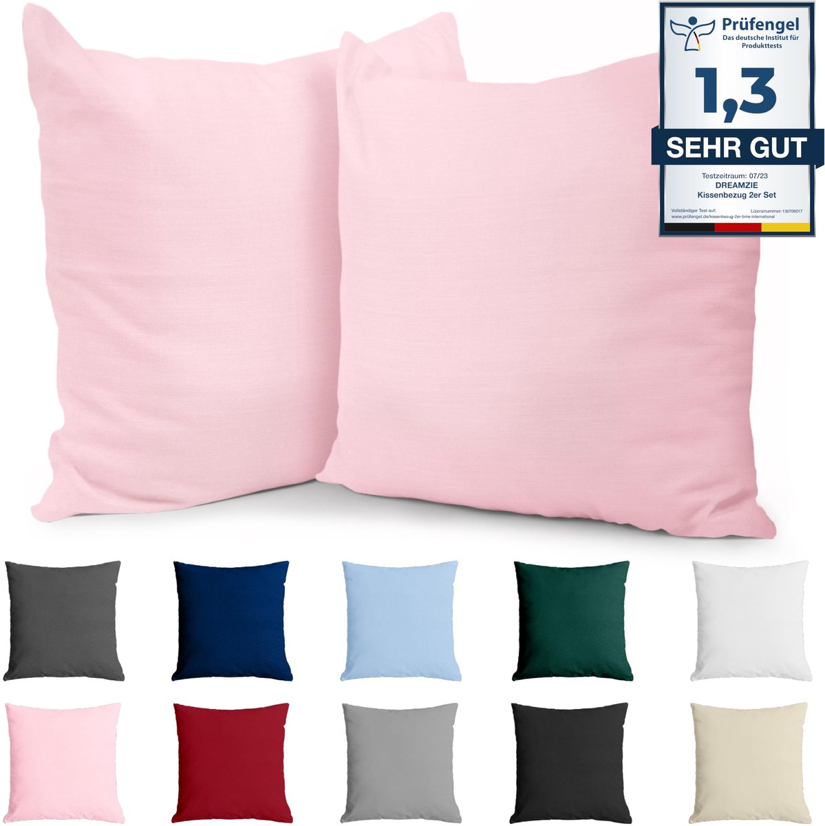 Kussensloop 40x40 Katoen Renforcé (set van 2) - Roze - Dichtgeweven met 57 draden/cm² - Kussensloop 40x40cm - Oeko Tex gecertificeerd - Dreamzie