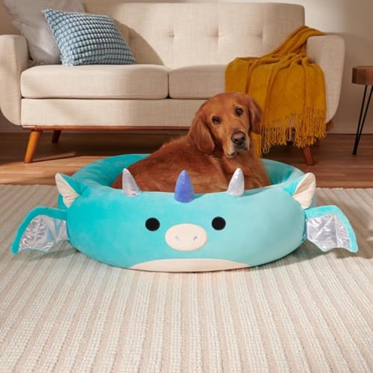 Squishmallows Original Tatiana The Dragon Huisdierbed, 30 inch groot, ultrazacht, officieel pluchen huisdierbed voor honden en katten thumbnail 4