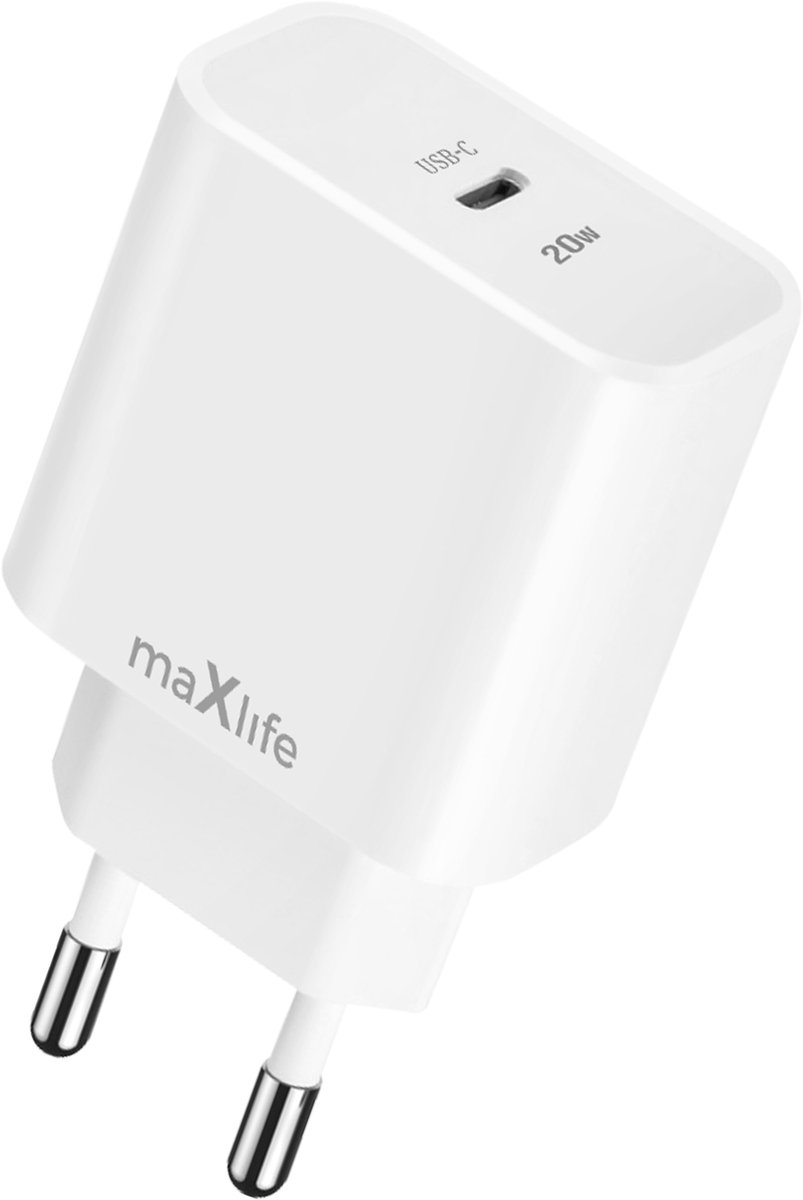MaXlife, USB C Muurlader Power Delivery 20W Ultra Fast Charge, Wit