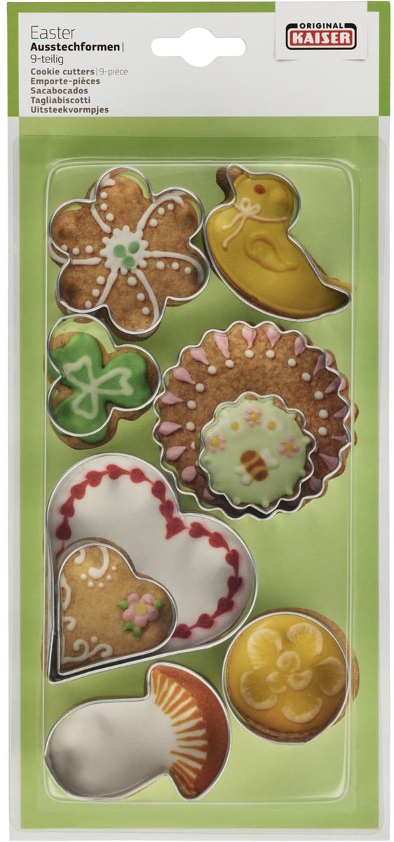 Originele Kaiser Paaskoekjesvormpjes, 9 stuks, koekjesvormpjes, koekjesvormpjes, koekjesvormpjes, voor het uitsteken van koekjes, biscuits, fondant