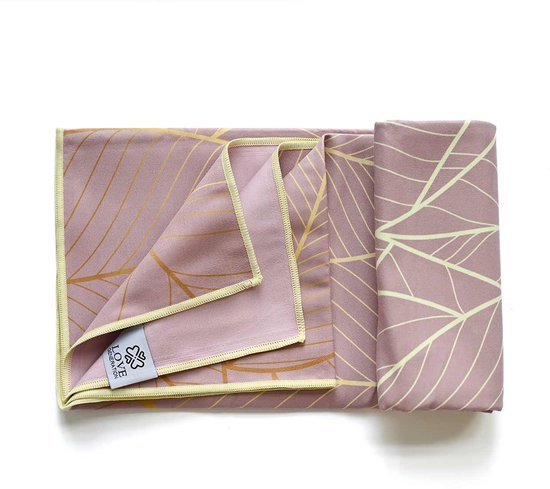 Love Generation ● Yoga Handdoek ● Tweezijdig ● Antislip ● Pink Leaves van Merkloos — afbeelding 4