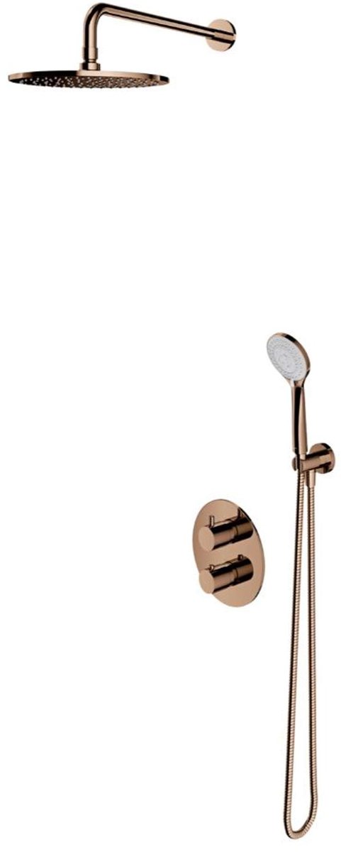 OMNIRES Y - Doucheset met inbouwthermostaat, met inbouwdeel, diameter 25 cm, 5 jets, koper SYSYT05CP