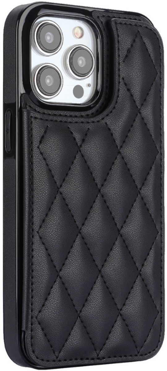 Hoesje geschikt voor iPhone 17 Pro Max - Backcover - Pasjeshouder - Kunstleer - Zwart