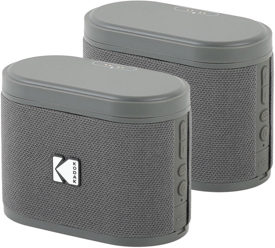Bluetooth Speaker Kodak SoundBrix 5W RMS Draadloos Koppelbaar Tot 100 Stuks 80m Bereik Grijs