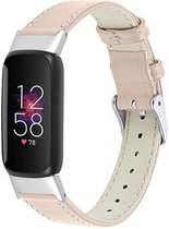 Bracelet en cuir moderne Strap-it avec fermeture à boucle - compatible avec Fitbit Luxe (beige-rose)