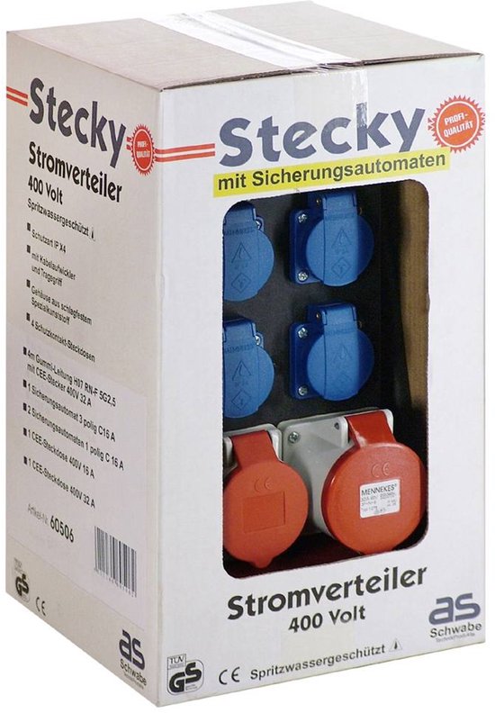 AS Schwabe Baustellenstromverteiler M 60550 CEE-stroomverdeler 400 V 16 A 551712 AS Schwabe Baustellenstromverteiler M 60550 CEE-stroomverdeler 400 V 16 A 551712