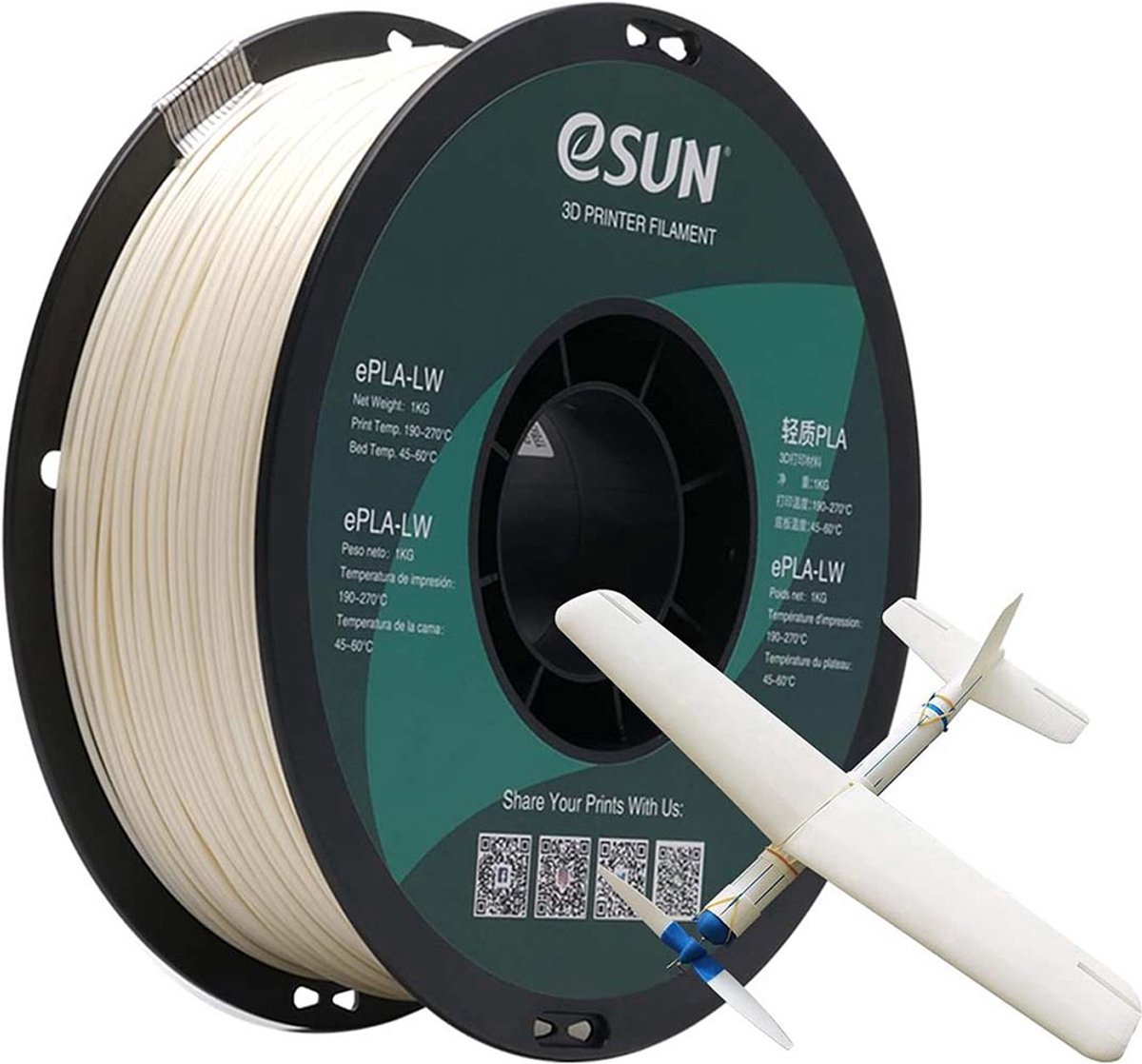 eSun ePLA-LW Wit / White 1kg - 1.75mm - 3D printer filament