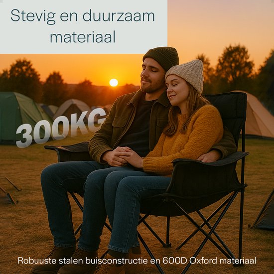 BAUER & MEYER Campingstoel XL - opvouwbaar - 2 personen - 300 kg - C610 Grijs van Bauer — afbeelding 3