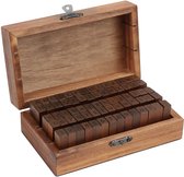 Kurtzy Set de Tampons Lettres, Chiffres et Symboles en Bois et Caoutchouc (70 Pièces) - Set de Tampons Hobby Multifonctions avec Étui de Rangement Vintage - Pour la Fabrication de Cartes, Planificateurs DIY , Scrapbook et Hobby