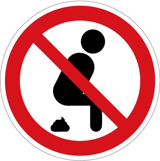 Verboden te poepen voor mensen verbodssticker - 20 cm