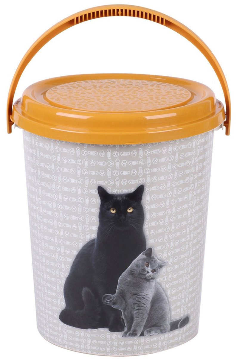 Kats Huisdieren katten voedsel/voercontainer - voorraad box - kunststof - 11 liter - afsluitbare deksel - 26 x 30 cm - extra groot