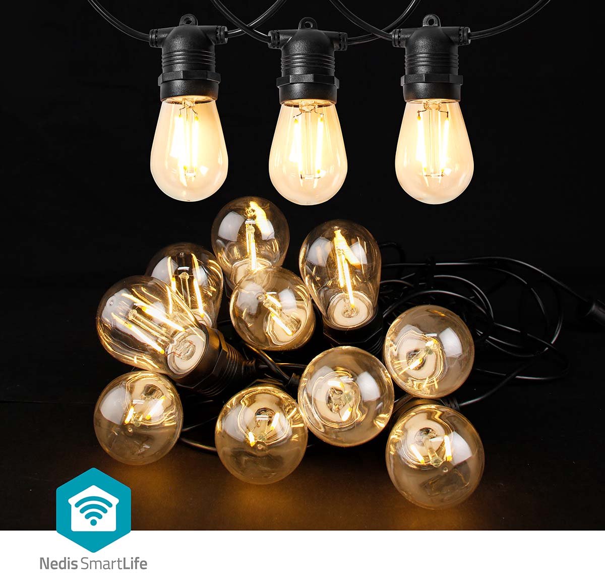 SmartLife Decoratieve LED | Feestverlichting | Wi-Fi | Warm Wit | 10 LED's | 9.00 m | Android / IOS | Diameter bulb: 45 mm