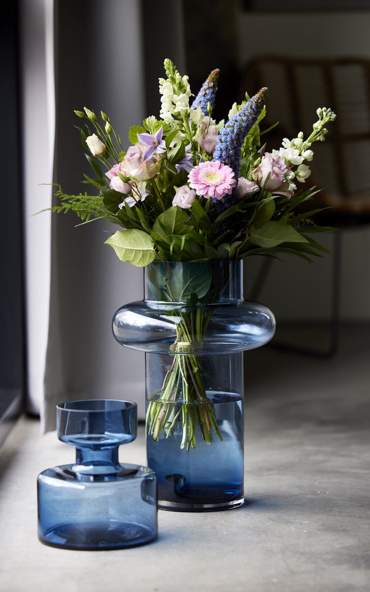 Lyngby Glas Tube Vaas 40 cm Dark Blue