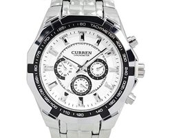 Manike 8084 Herenhorloge – Quartz Analoog – Zilverkleurige RVS Kast – Zwarte Wijzerplaat – Datumaanduiding – Roestvrij Staal – Vlindersluiting – Waterbestendig 3 ATM