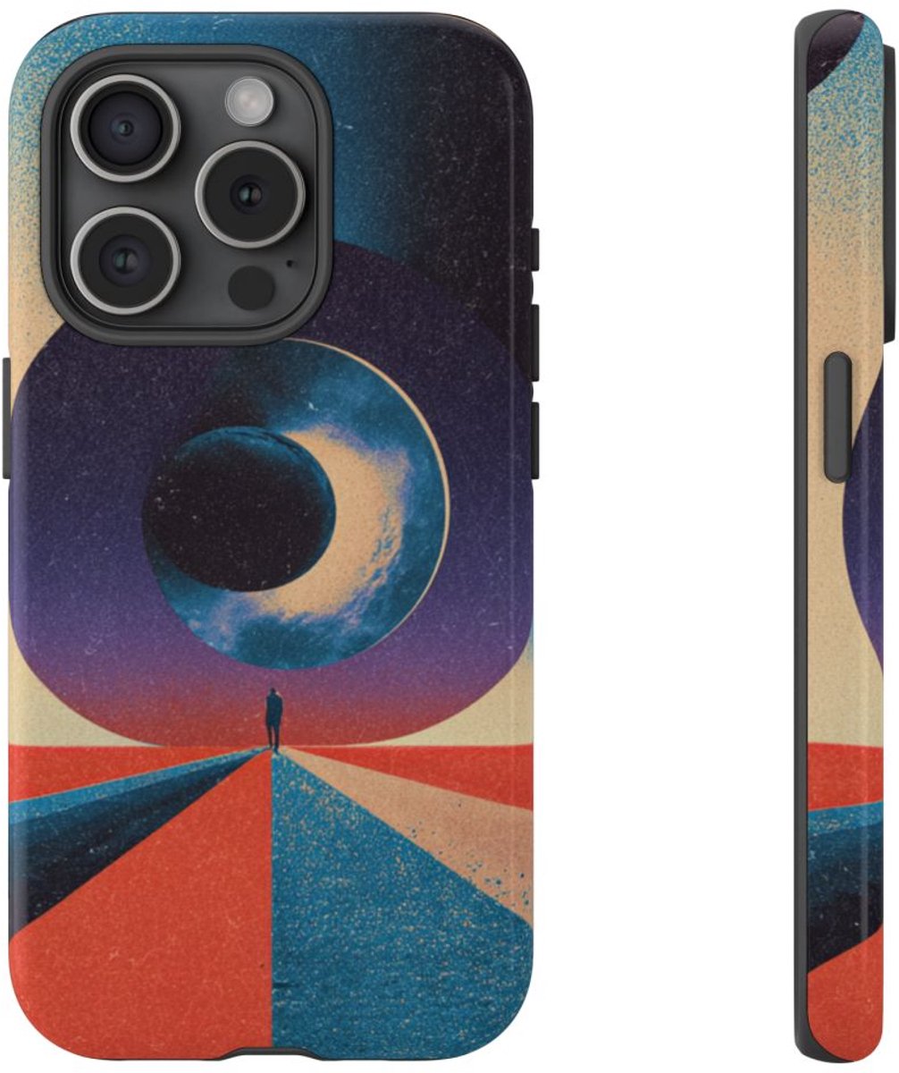 Surrëel Geometrisch Spiraalportaal – Telefoonhoesje Geschikt voor iPhone 15 Pro
