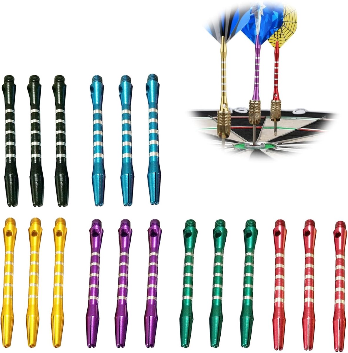 18 Aluminum Darts Necks - Universele 2BA Draad voor Steel/Soft Darts - Lichtgewicht & Stabiele Gooi Stangen in Professionele Kwaliteit