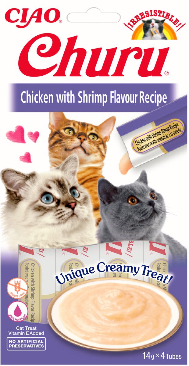 Inaba Churu Purée - Kattensnack - Kip Garnaal 15 g 4 stuks