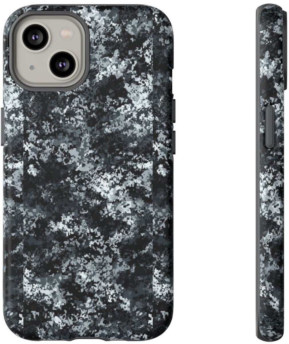 Digitale Grijze Camouflage – Mat Hoesje Geschikt voor iPhone 14