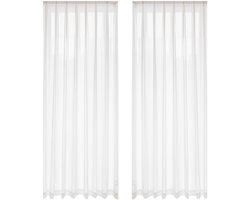 Buitengordijnen - 2-delig - 100x250 cm - Transparante Tule - Zonwering - Doorschijnend - Handwas - Bescherm uw Privacy - Patio Decoratie - Geschikt voor Tuin, Balkon, Terras, Patio, Prieel, Binnenplaats - Versier Ramen, Deuren, Kasten en Kantoren