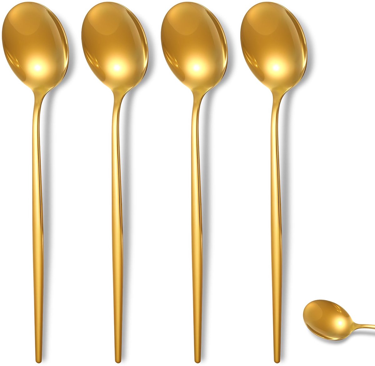 Unyqoos® Koffielepels Set van 4 - Goudkleurige Espressolpels en Dessertlepels van Roestvrij Staal voor Thuis en Horeca