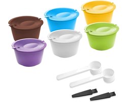 6 stuks herbruikbare koffiepads, herbruikbare koffiecapsules Geschikt Geschikt voor , herbruikbaar, koffiecapsules Geschikt Geschikt voor navulbaar, milieuvriendelijk (2 x reinigingsborstel + 2 x maatlepel + PDF)