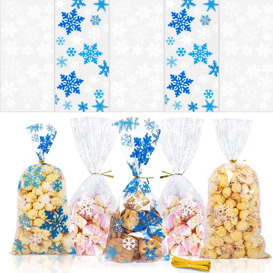 Cellofaan zakjes kerst met plakstrip | goedkoop - alles voor bedankjes, groothandel organza zakjes en bedankjes materialen