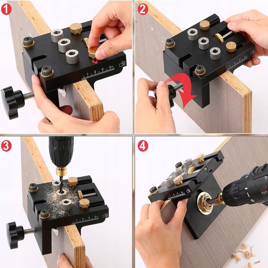Positioneringsrail, 8/10/15 mm, 3-in-1 kit voor verstelbare boormachine, boorsjabloon voor hout, voor zakgaten (zakgatboring, aluminiumlegering Positioneringsrail, 8/10/15 mm, 3-in-1 kit voor verstelbare boormachine, boorsjabloon voor hout, voor zakgaten (zakgatboring, aluminiumlegering