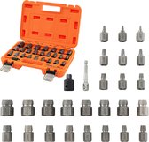 COSTWAY 27-delige schroefverwijderset, professionele linksuitdraaier met doos, beschadigde schroefverwijderaar, boutverwijderaar voor schroeven met dubbele kop en 3/8-inch aandrijving (oranje)