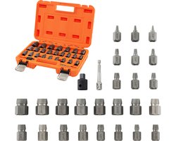 COSTWAY 27-delige schroefverwijderset, professionele linksuitdraaier met doos, beschadigde schroefverwijderaar, boutverwijderaar voor schroeven met dubbele kop en 3/8-inch aandrijving (oranje)