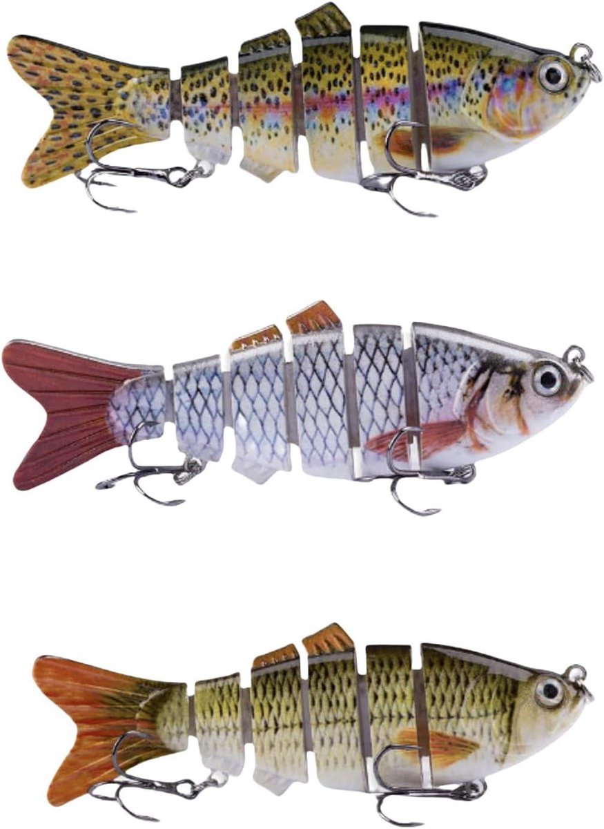 Allecto Plus - Topwater visaas set van 3 stuks voor zoetwater en zout water vissen - Visaccessoires voor mannen - Jerkbait snoekbaar aas.