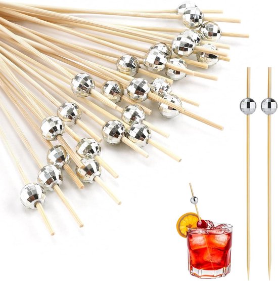 AILEXI Cocktailsticks 100 stuks houten tandenstokers feestartikelen franje vingervoedsel fruit sandwich knabbels - blauwe sterren