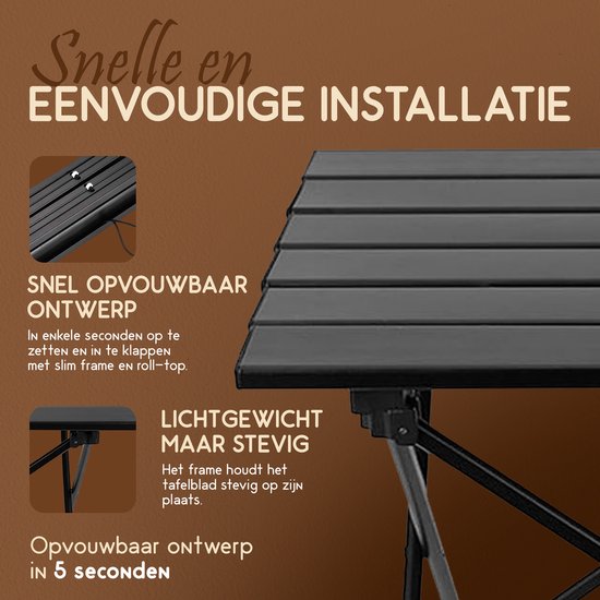 Recalma Campingtafel Inklapbaar - Campingtafel Lichtgewicht Zwart - Picknicktafel Kinderen Aluminium Tafelblad - Camping Tafel incl. Opbergtas - 55x41x40 cm van Recalma — afbeelding 3