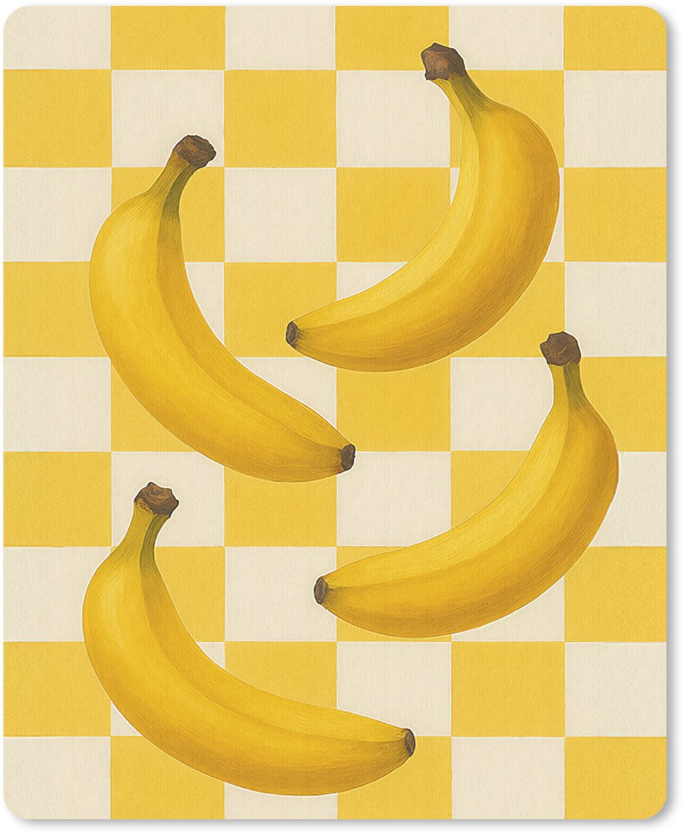 Muismat 19x23 cm - Mousepad Bananen - Geel - Geblokt - Muismatten
