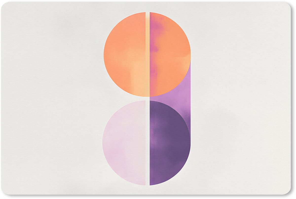 Muismat 27x18 cm - Mousepad Cirkels - Abstract - Paars - Muismatten