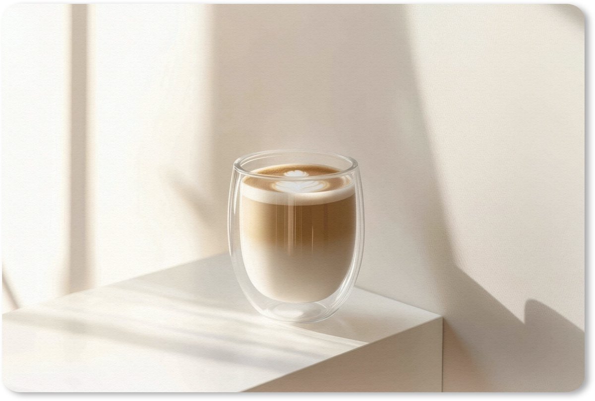 Muismat 27x18 cm - Mousepad Mok - Latte - Minimalistisch - Schaduw - Muismatten