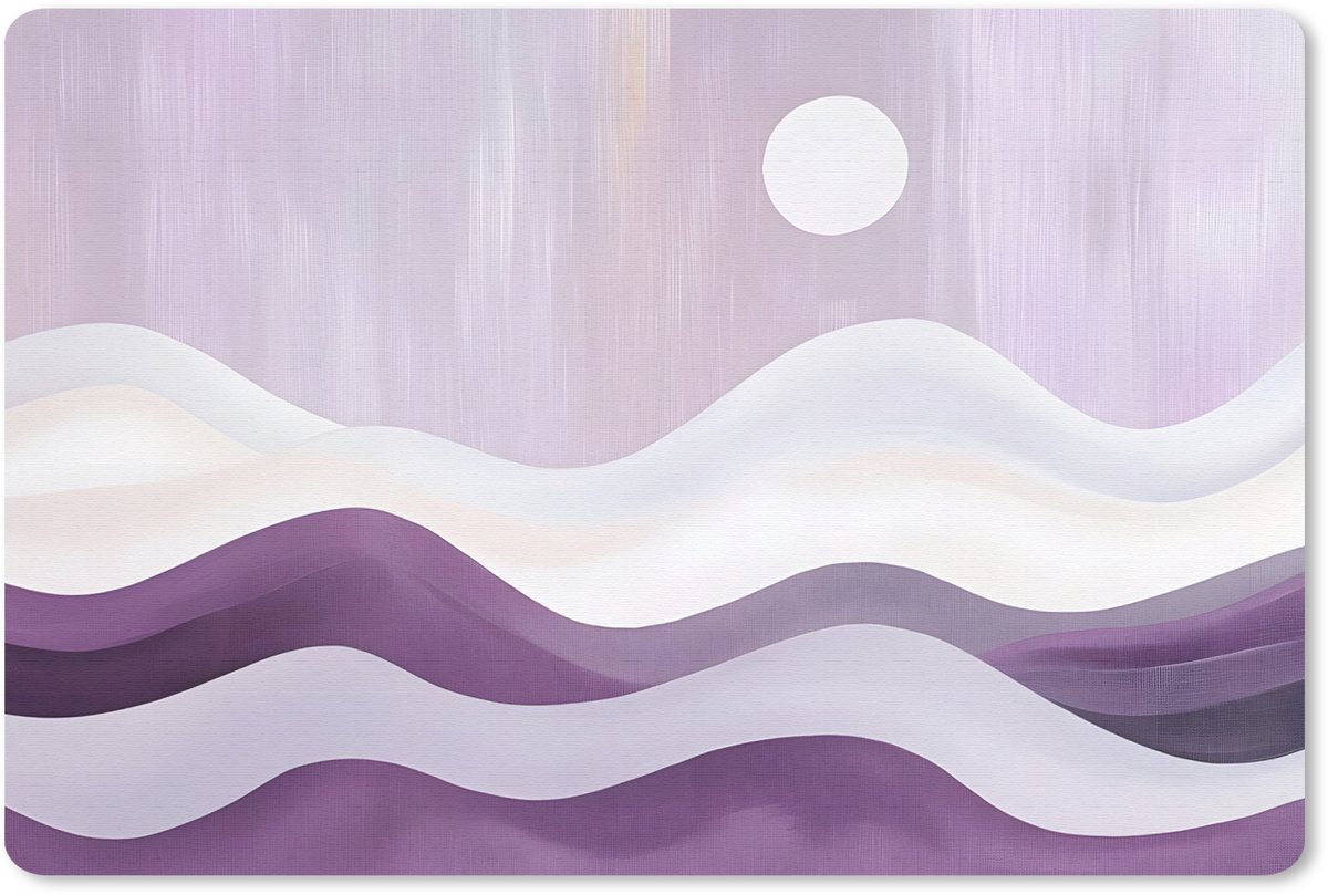 Muismat 27x18 cm - Mousepad Golven - Heuvels - Abstract - Paars - Muismatten
