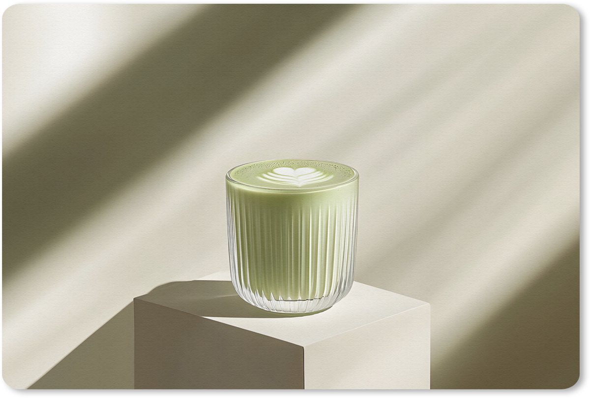 Muismat 27x18 cm - Mousepad Matcha - Glas - Groen - Minimalistisch - Muismatten