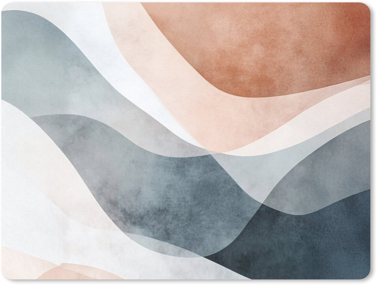 Muismat 23x19 cm - Mousepad Abstract - Golven - Blauw - Muismatten