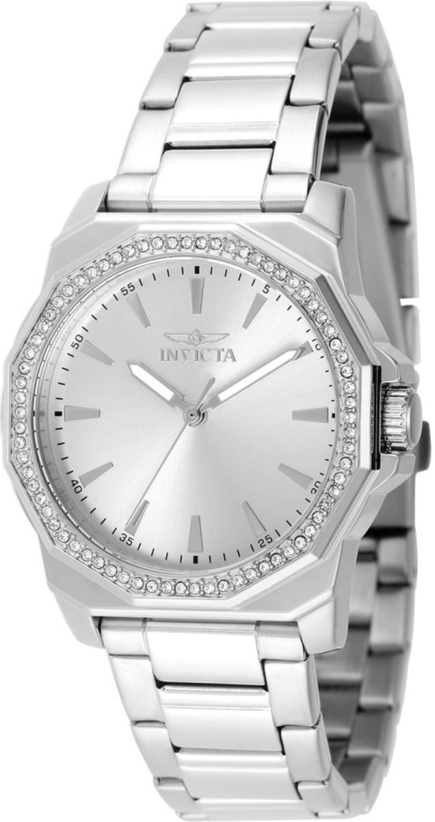Invicta Speedway 49110 Dames Horloge - Waterdicht - Analoog - Quartz Uurwerk - Roestvrij Staal met zilveren Wijzerplaat - 34mm