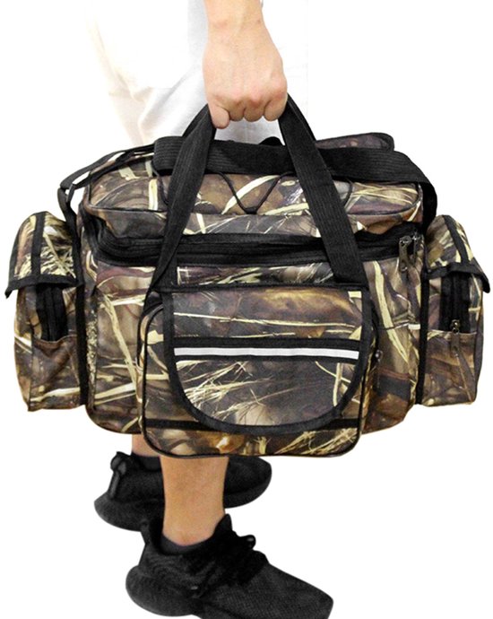 Sac à bandoulière imperméable Vista Bag – Sac de pêche grande capacité avec plusieurs poches – Sac de pêche Plein air Oxford – Sac à main ou bandoulière pour la Pêche, le Camping, la chasse – 50 x 30 x 25 cm