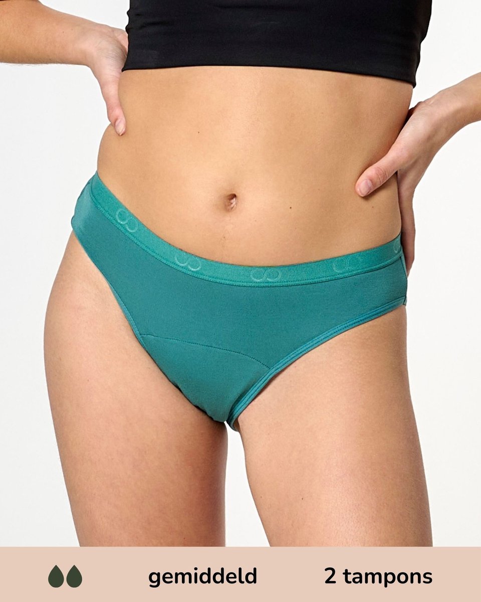 Moodies menstruatie ondergoed - Bamboe Bikini Onderbroek - gemiddeld kruisje - maat L - groen