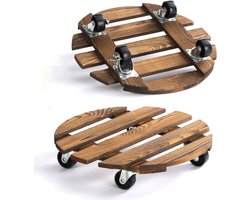Pack of 2 plant rollers round diameter 30 x 6.5 cm with casters rolling shelf plants 100 kg load capacity for indoor and outdoor use by YushengTai.