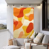 Tuinposter 120x180 cm - Tuindecoratie Abstract - Vormen - Oranje - Poster voor in de tuin - Buiten decoratie - Schutting tuinschilderij - Tuindoek muurdecoratie - Wanddecoratie balkondoek