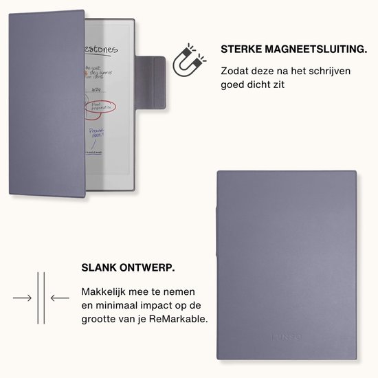 Lunso ReMarkable Paper Pro Slim magnetisch sleepcover PU leer hoes - Lavendel van Merkloos — afbeelding 2